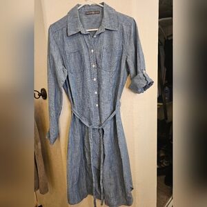 Blue Cotton Shirt Dress